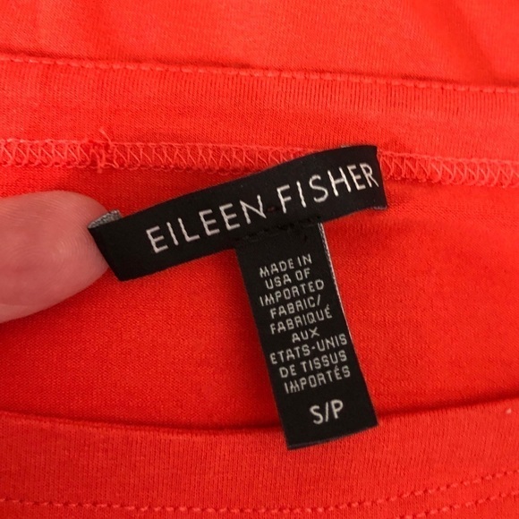 EILEEN FISHER - Deep Orange Boat Neck Long Sleeve Viscose Blend Top - Size Small - Picture 6 of 6